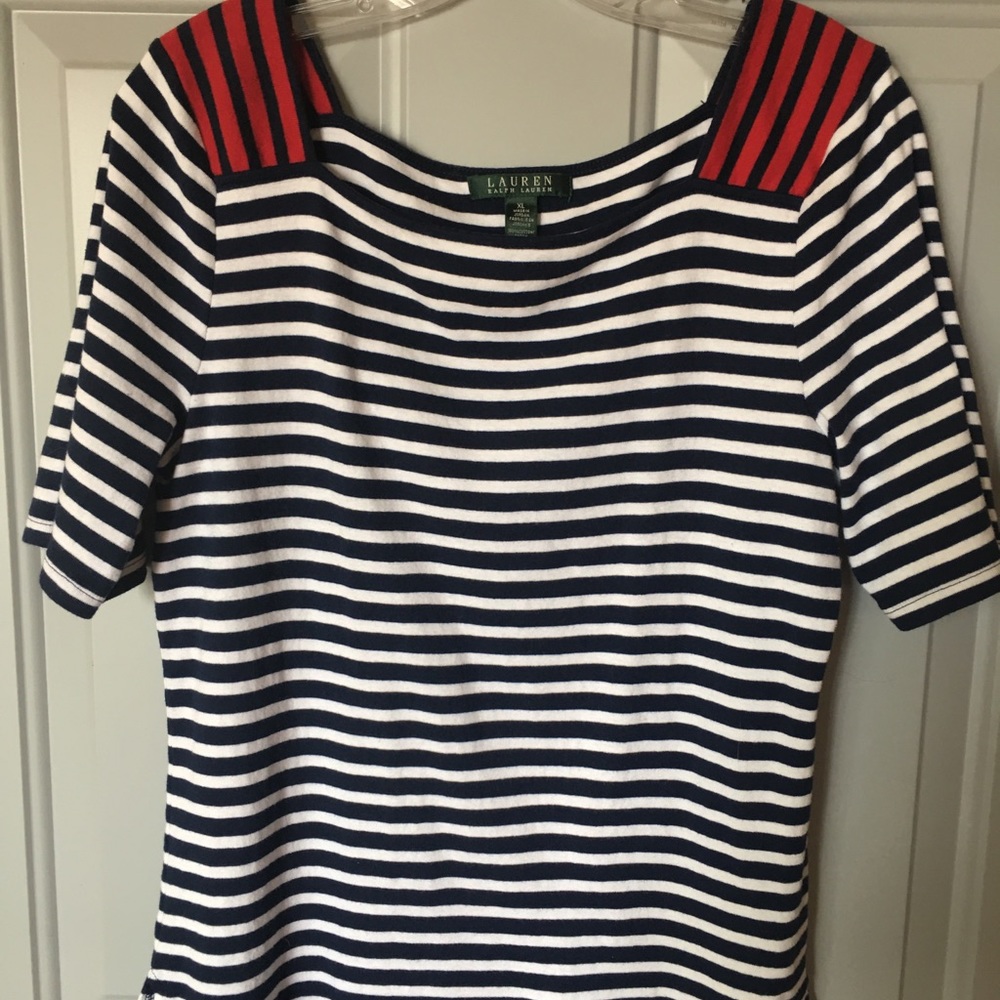 Ralph Lauren navy/white striped top